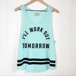 PINK Victoria’s Secret “I’ll Work Out Tomorrow” Graphic Text Tank, Sz Med